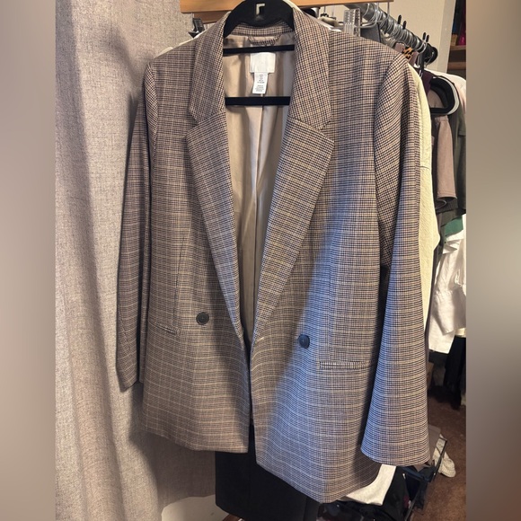 H&M Tan Houndstooth Blazer | Small - Picture 3 of 5